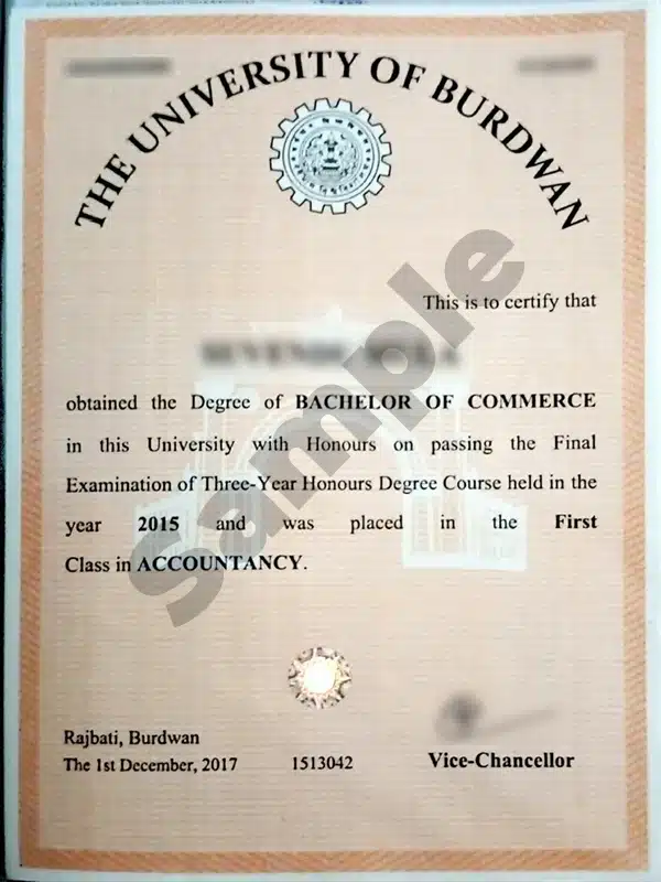 Burdwan University degree certificate